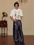 YADcrew Doll and Flower Art Print Rhinestone Tee