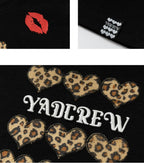 YADcrew Leopard Heart Patch Kiss Mark Tee