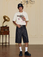 YADcrew Rhinestone Revolver Digital Print Tee