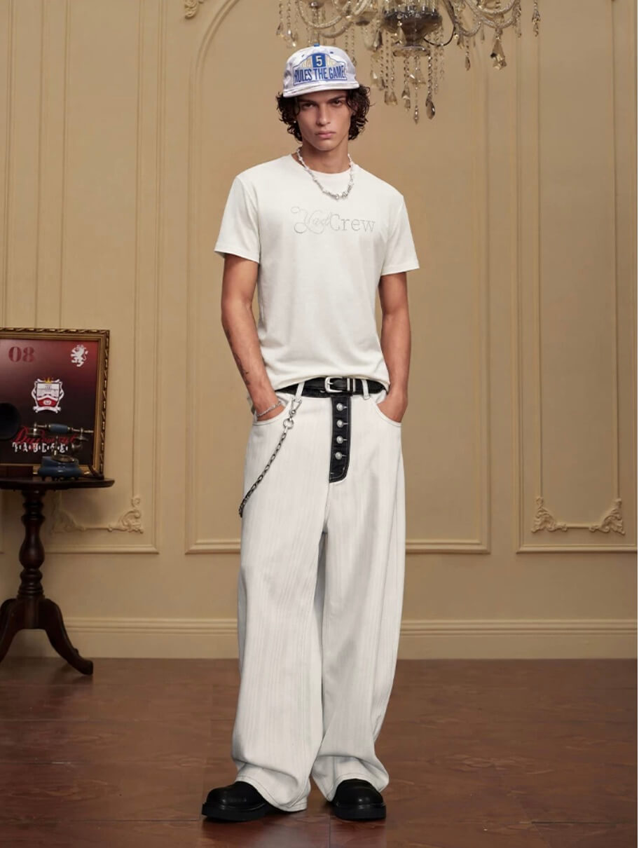 YADcrew Rhinestone Logo Slim Fit Tee