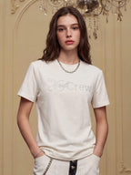 YADcrew Rhinestone Logo Slim Fit Tee