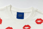 YADcrew Kiss Mark Print Rhinestone Glitter Tee