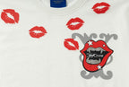 YADcrew Kiss Mark Print Rhinestone Glitter Tee