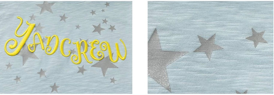 YADcrew Star Print 3D Logo Embroidered Tee