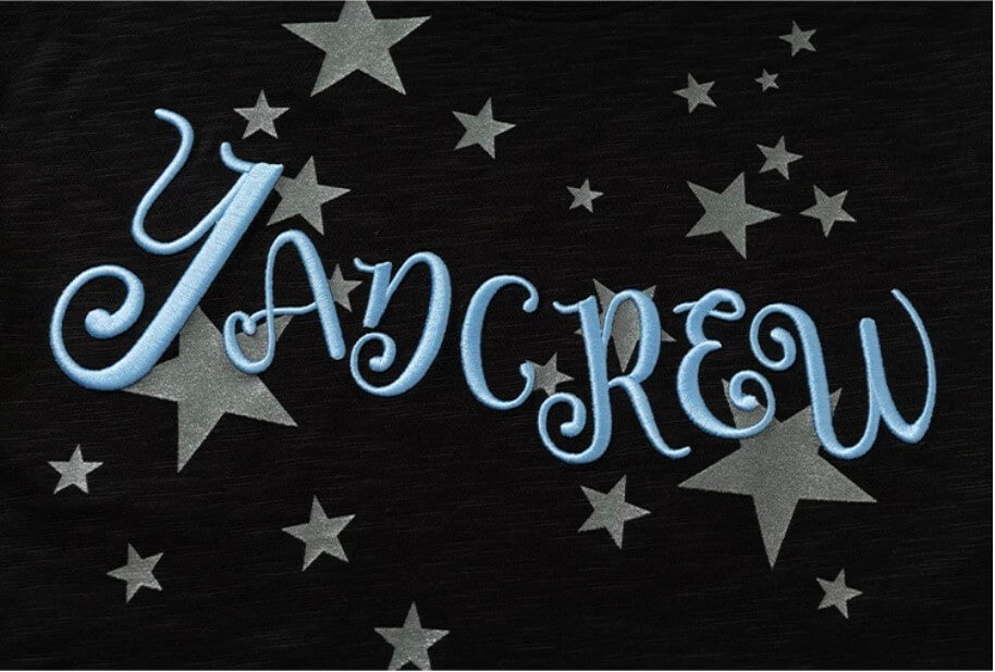 YADcrew Star Print 3D Logo Embroidered Tee