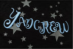 YADcrew Star Print 3D Logo Embroidered Tee
