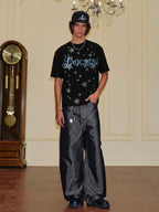 YADcrew Star Print 3D Logo Embroidered Tee
