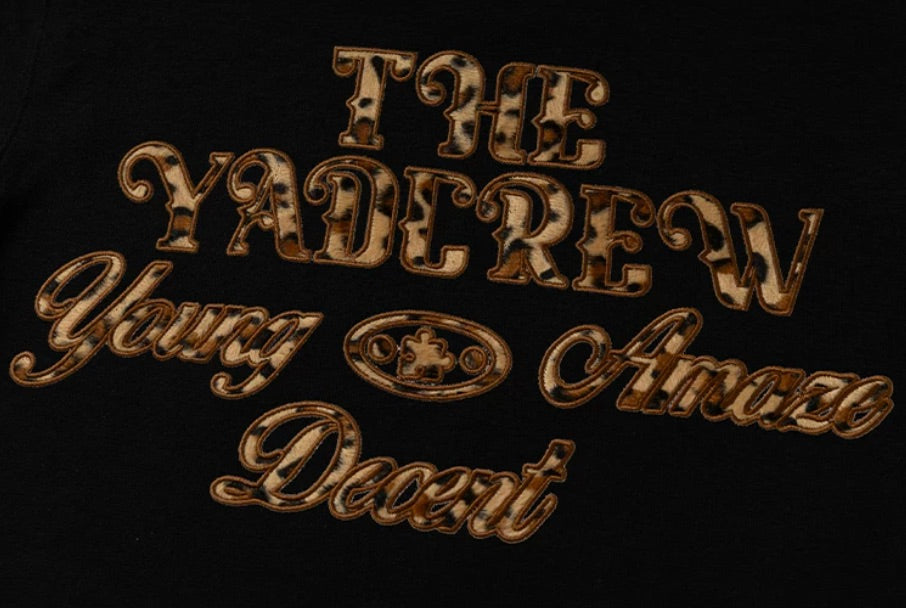 YADcrew Fuzzy Leopard Logo Patch Tee