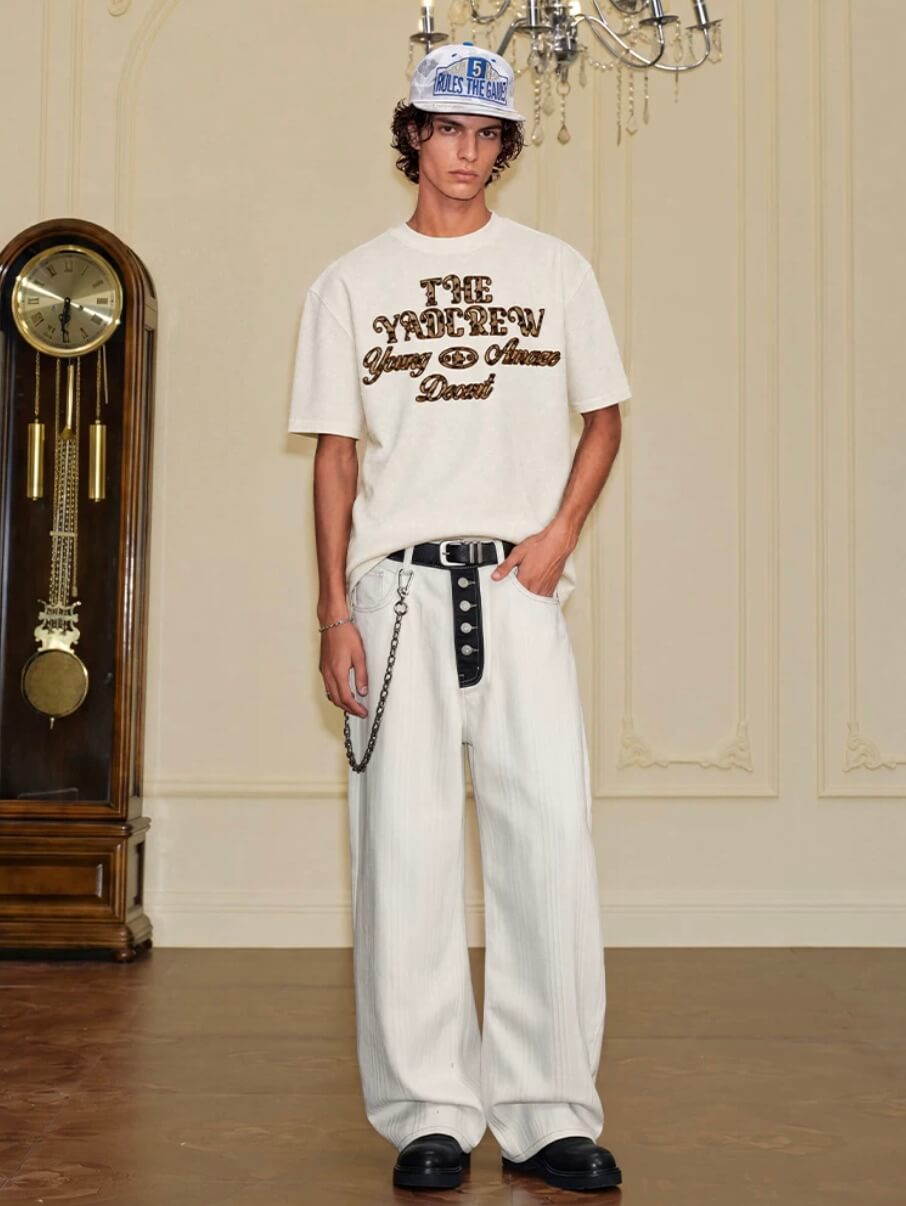 YADcrew Fuzzy Leopard Logo Patch Tee