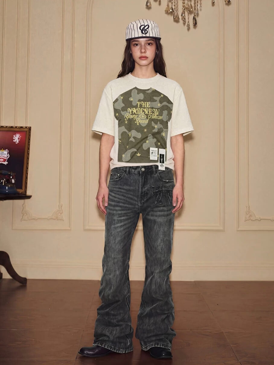 YADcrew Digital Print Camouflage Star Tee