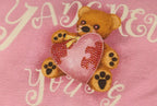 YADcrew Digital Print Cute Bear Rhinestone Tee