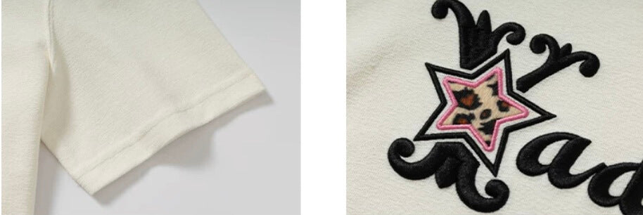 YADcrew Leopard Star 3D Logo Embroidered Tee