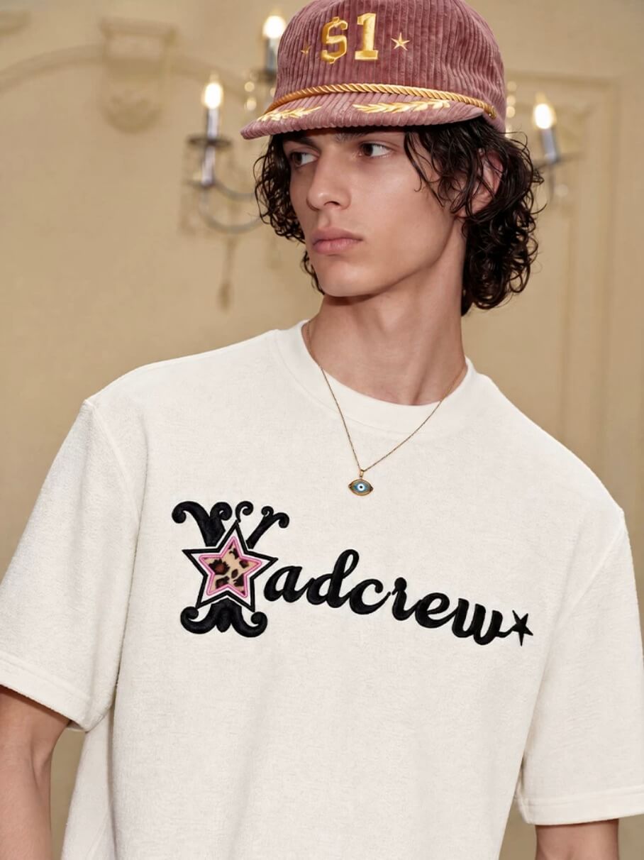 YADcrew Leopard Star 3D Logo Embroidered Tee