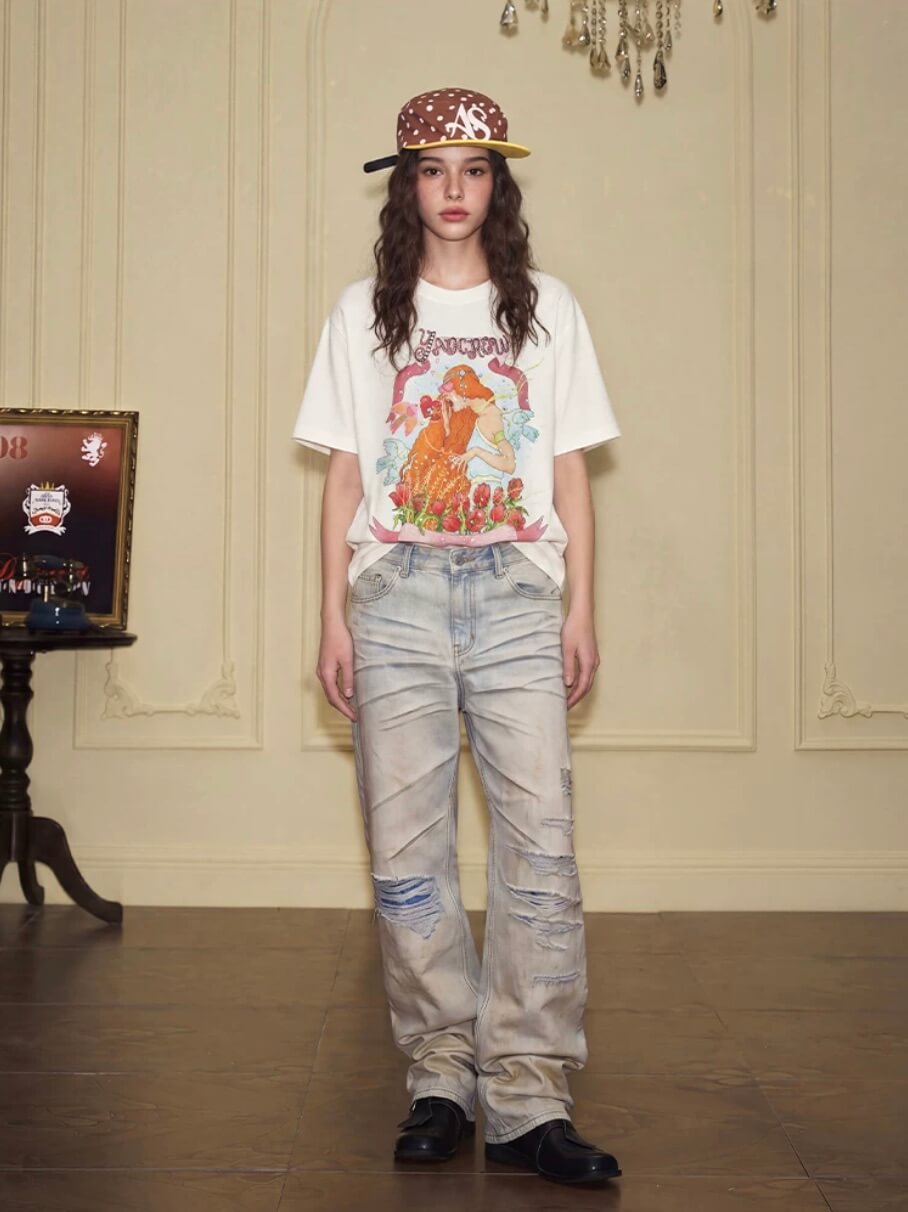 YADcrew Love Bird Print Rhinestone Tee