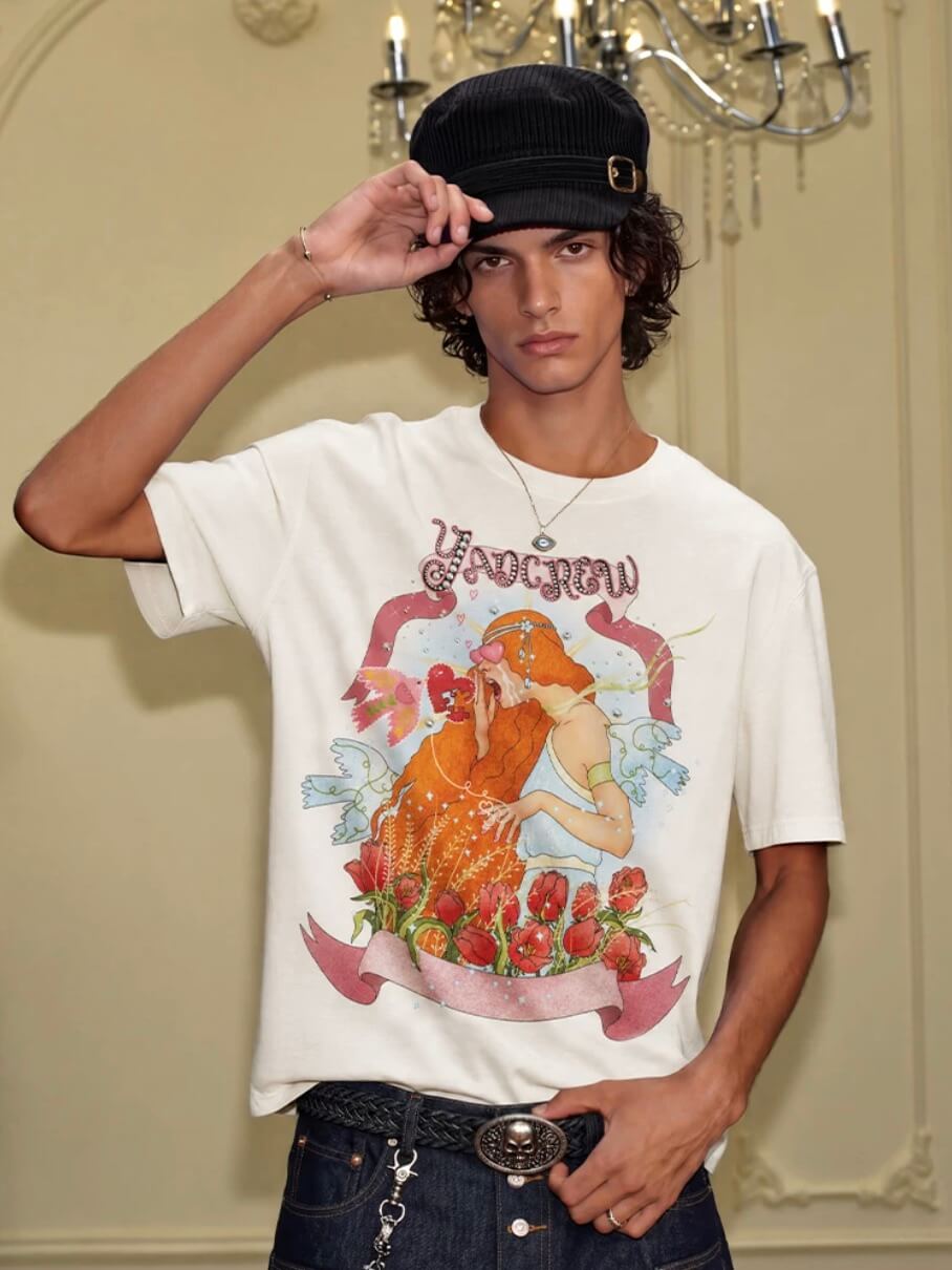 YADcrew Love Bird Print Rhinestone Tee