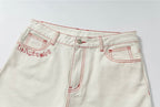 YADcrew Heart Shaped Pocket Slight Flare White Jeans