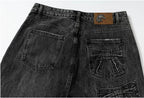 YADcrew Ribbon Patch Distressed Vintage Flared Jeans