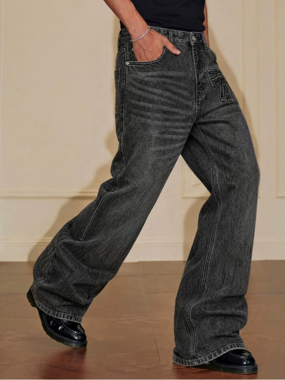 YADcrew Ribbon Patch Distressed Vintage Flared Jeans