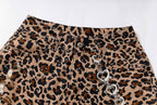 YADcrew Leopard Digital Print All Over Rhinestone Baggy Shorts