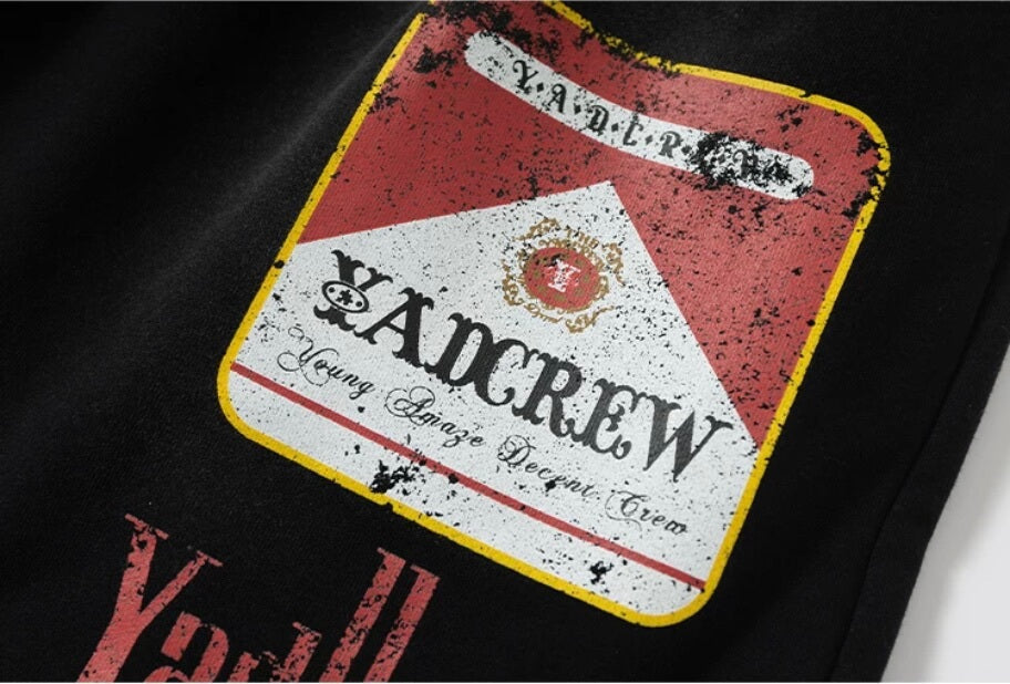 YADcrew Parody Print Washed Sweat Shorts