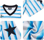 F3F Select Striped Mesh Star Print V Neck Short Sleeve Soccer Jersey