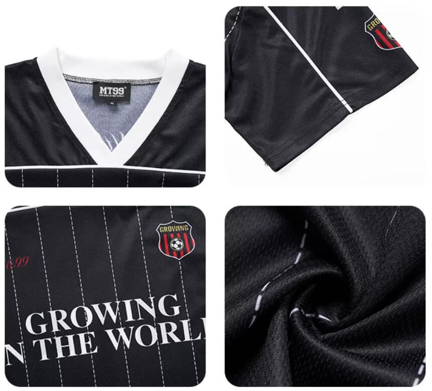 F3F Select Stitch Stripe Mesh V Neck Short Sleeve Soccer Jersey