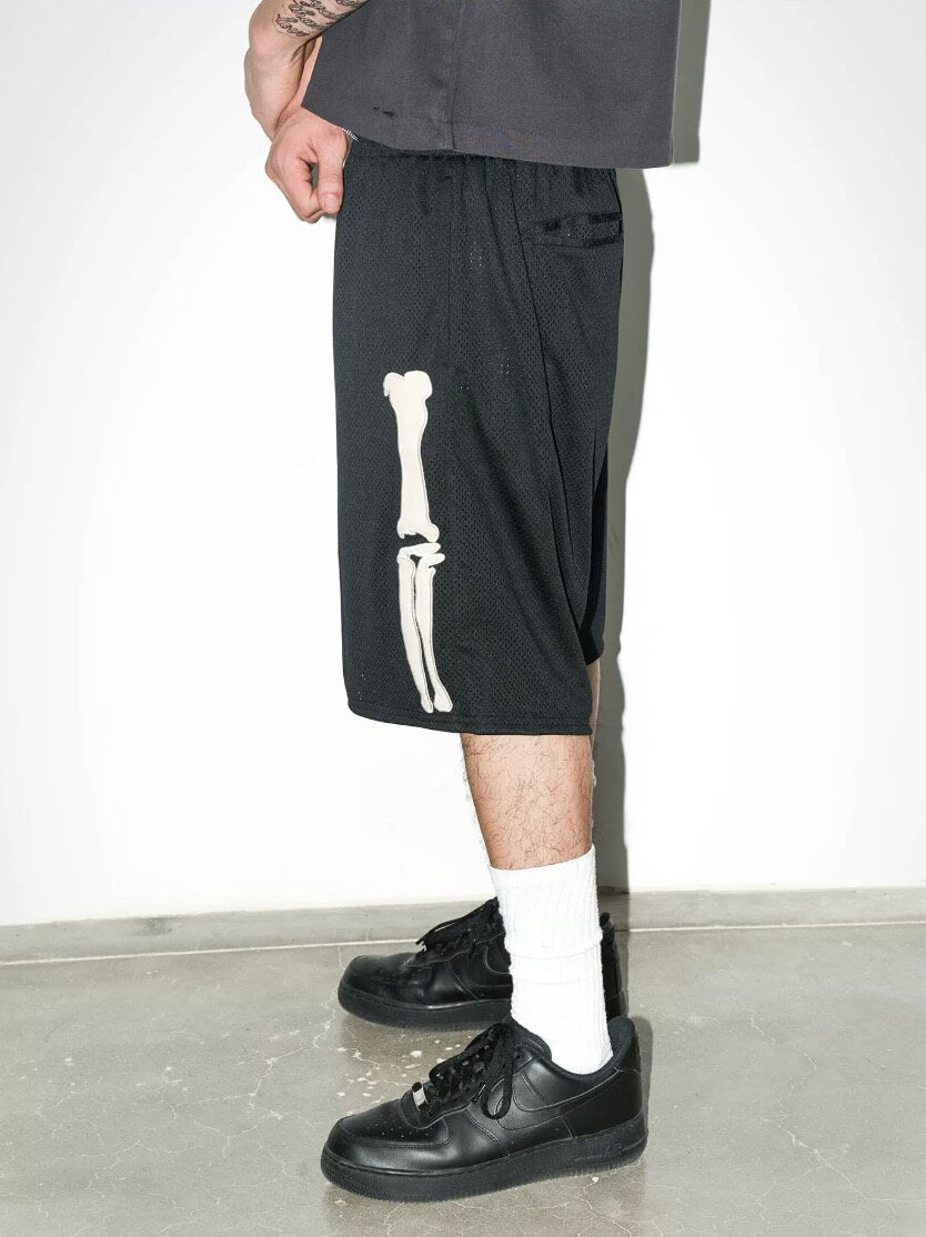 LIBERAFIT Skeleton Patch Embroidered Mesh Shorts