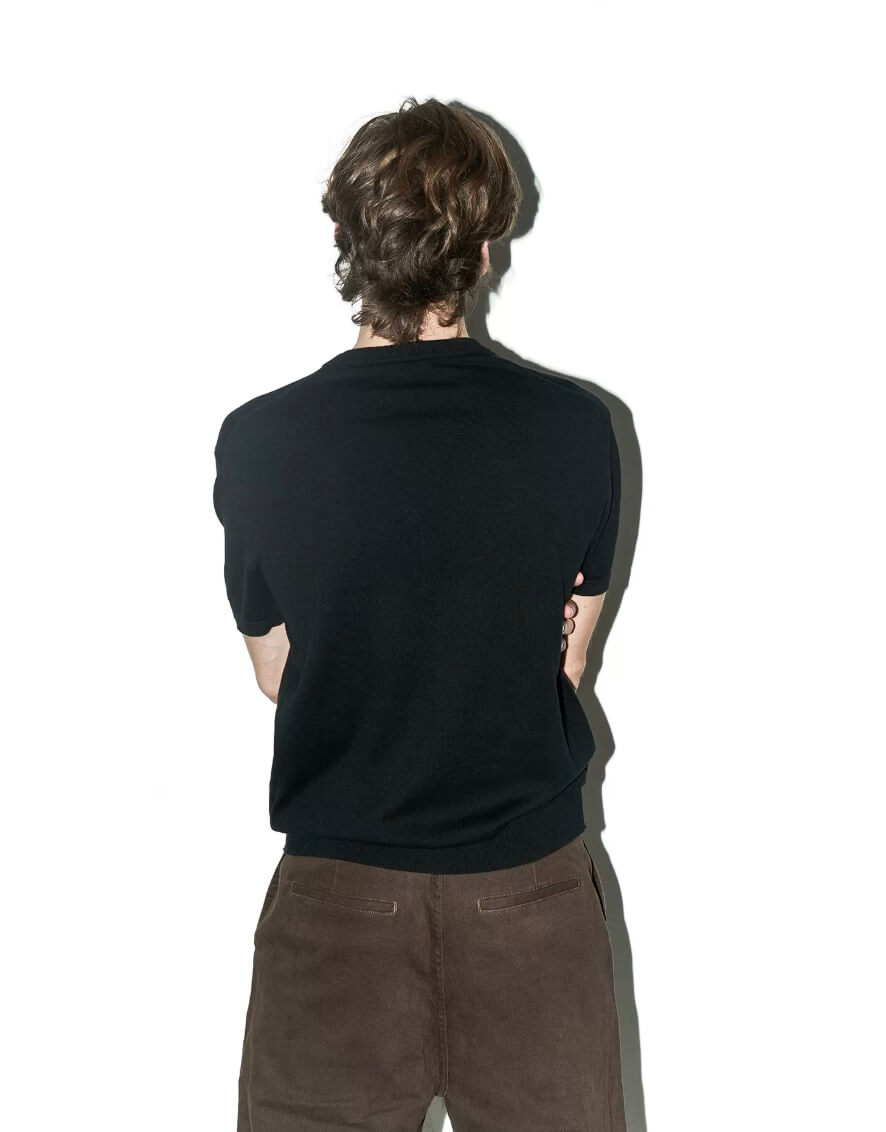 LIBERAFIT Cotton Knit Ribbed Trim Short Sleeve Tee