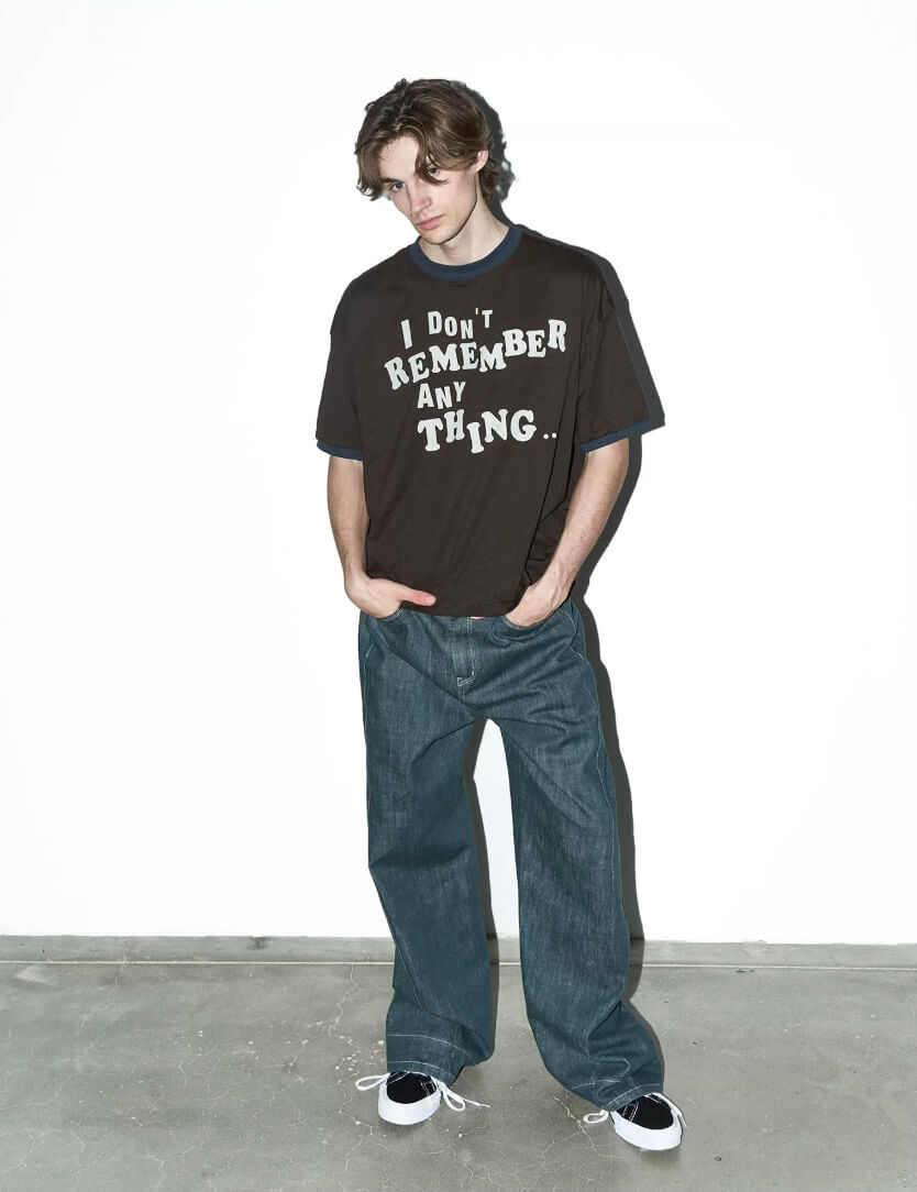 LIBERAFIT Vintage Slogan Print Short Sleeve Ringer Tee