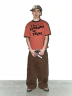 LIBERAFIT Vintage Slogan Print Short Sleeve Ringer Tee