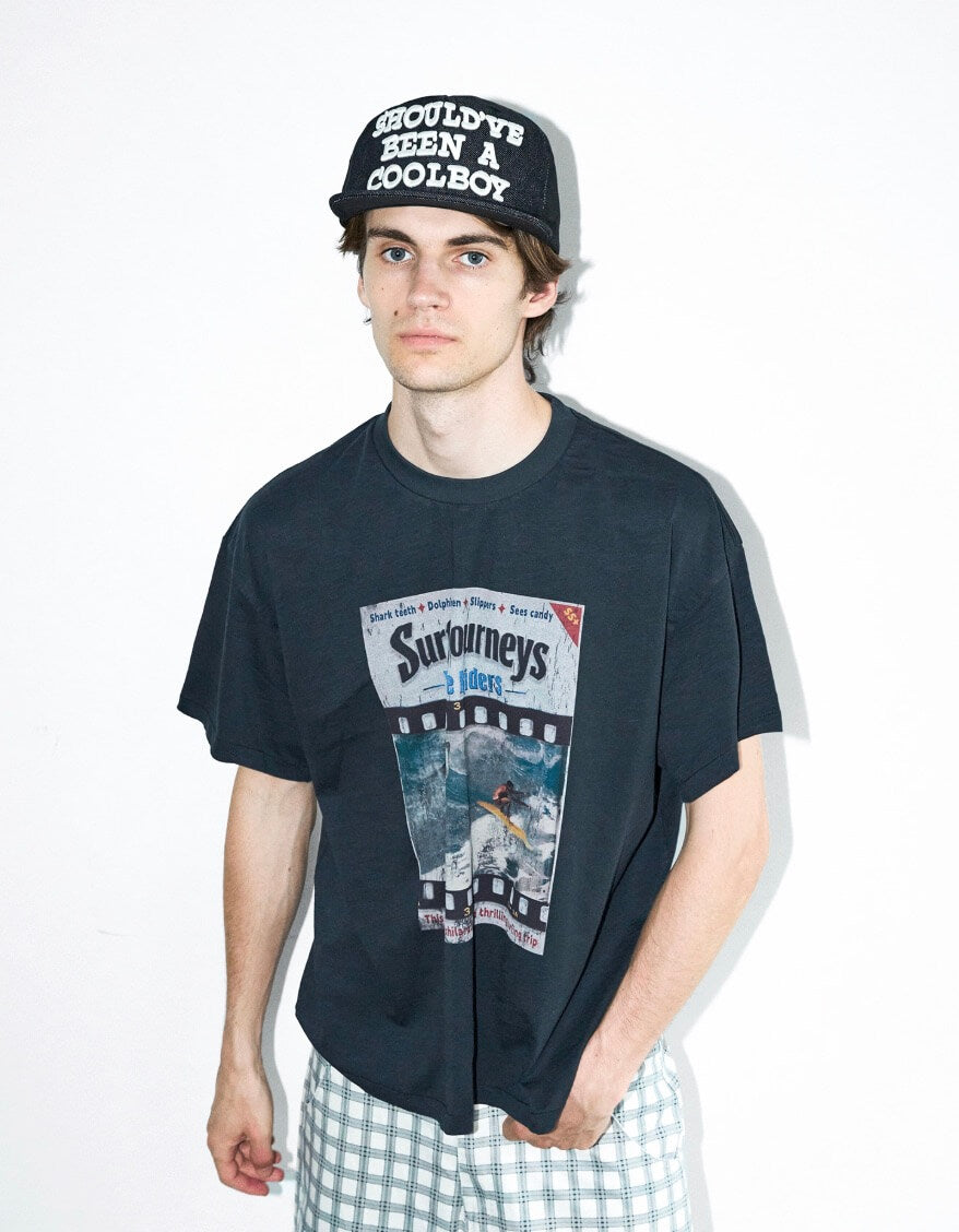 LIBERAFIT Vintage Washed Surfing Print Short Sleeve Tee
