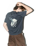 LIBERAFIT Star Cowboy Print Cotton Knit Ribbed Trim Short Sleeve Tee