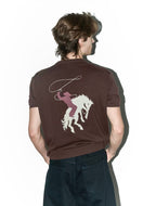 LIBERAFIT Star Cowboy Print Cotton Knit Ribbed Trim Short Sleeve Tee