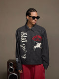 1807 Pegasus Vintage Print Embroidered Detroit Jacket
