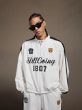 1807 Logo Print and Patch Sports Track Jacket