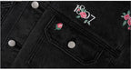 1807 All Over Floral Embroidered Washed Denim Jacket