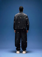 1807 All Over Floral Embroidered Washed Denim Jacket