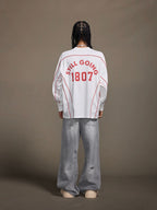 1807 Patchwork Print V Neck Long Sleeve Hockey Jersey