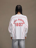 1807 Patchwork Print V Neck Long Sleeve Hockey Jersey
