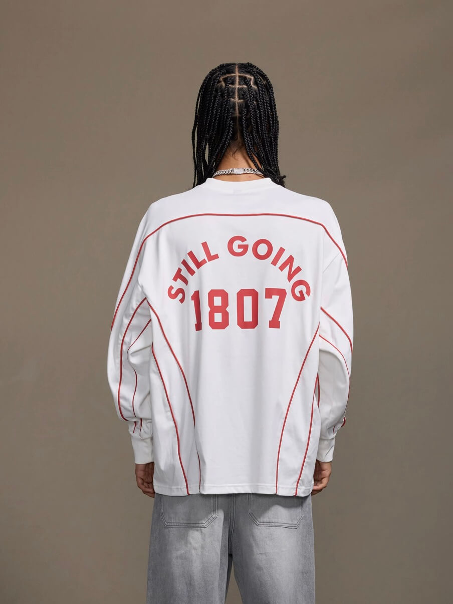 1807 Patchwork Print V Neck Long Sleeve Hockey Jersey