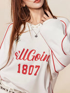 1807 Patchwork Print V Neck Long Sleeve Hockey Jersey