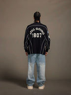 1807 Patchwork Print V Neck Long Sleeve Hockey Jersey
