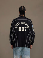 1807 Patchwork Print V Neck Long Sleeve Hockey Jersey