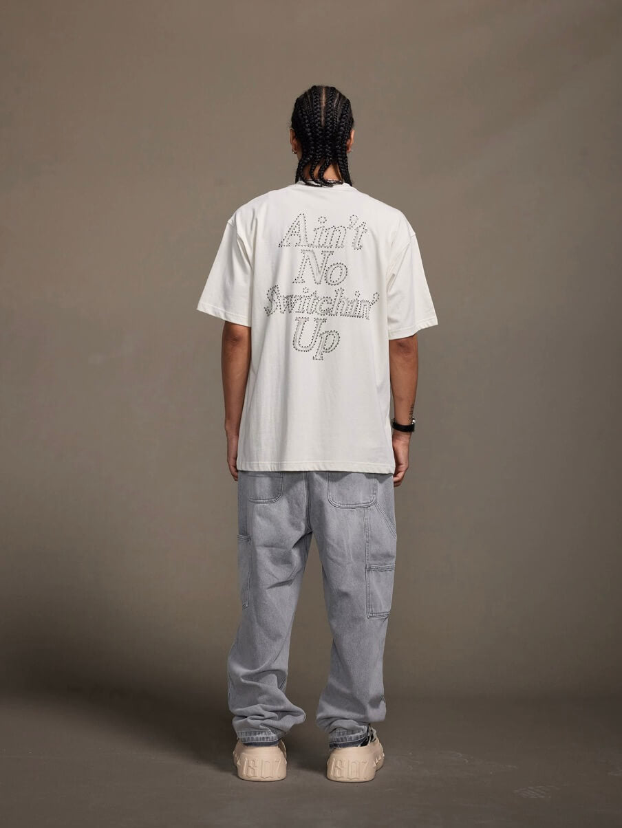 1807 Still Going Print Rhinestone Short Sleeve Tee