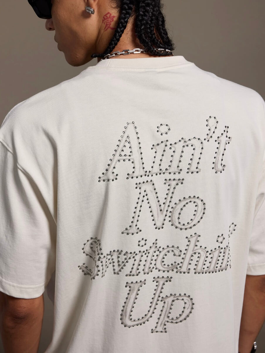 1807 Still Going Print Rhinestone Short Sleeve Tee