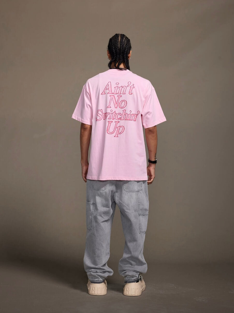 1807 Still Going Print Rhinestone Short Sleeve Tee