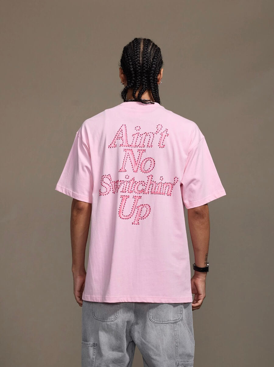 1807 Still Going Print Rhinestone Short Sleeve Tee