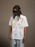 1807 Vintage Print Washed Distressed Short Sleeve Tee