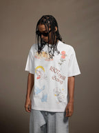 1807 Vintage Print Washed Distressed Short Sleeve Tee