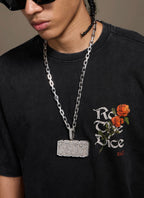 1807 Vintage Cracked Rose Print Washed Short Sleeve Tee